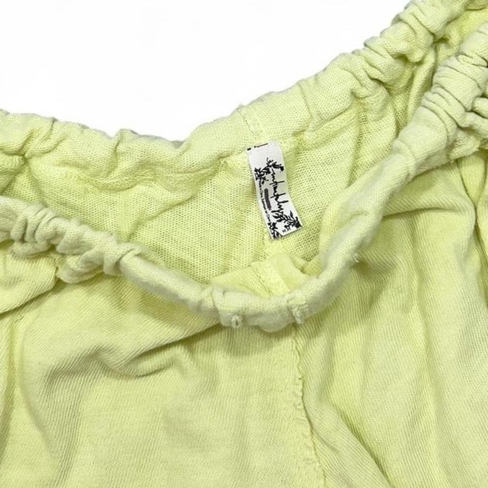 Free‎ People Intimately Lime Green/Yellow Flowy Lounge Shorts Women's M Boho - Picture 4 of 5